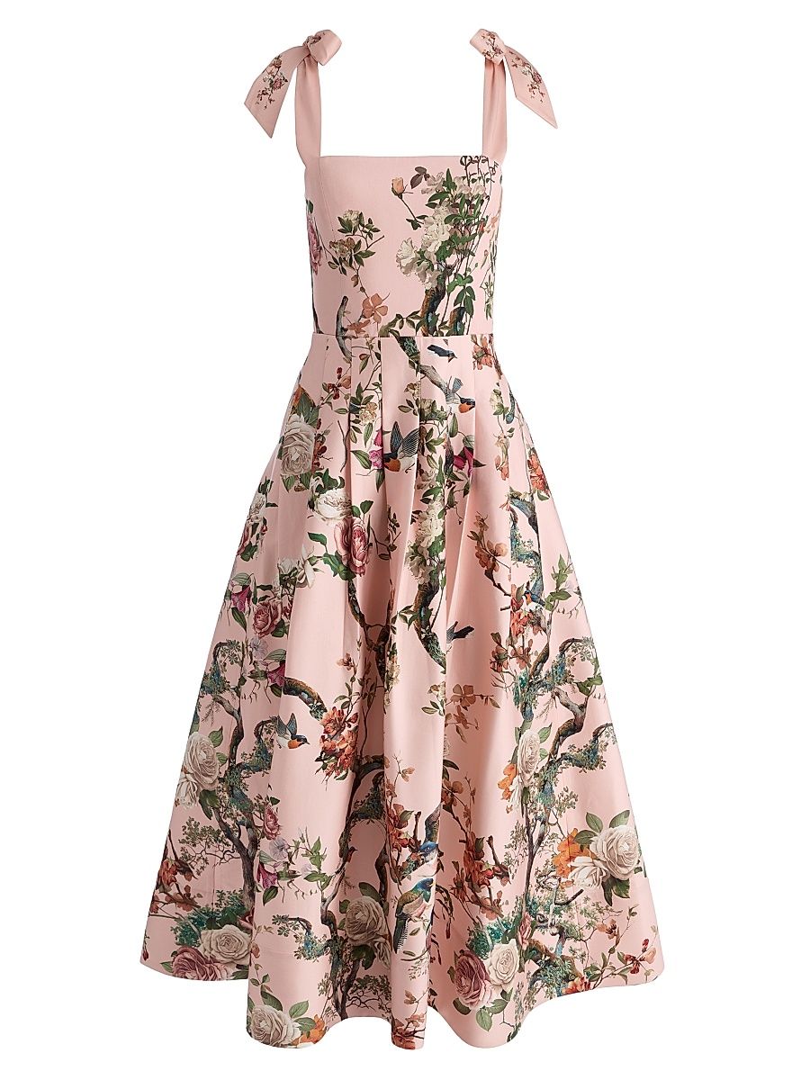 Women's Hana Floral Stretch-Cotton Midi-Dress - Sunset Grove English Rose - Size 0