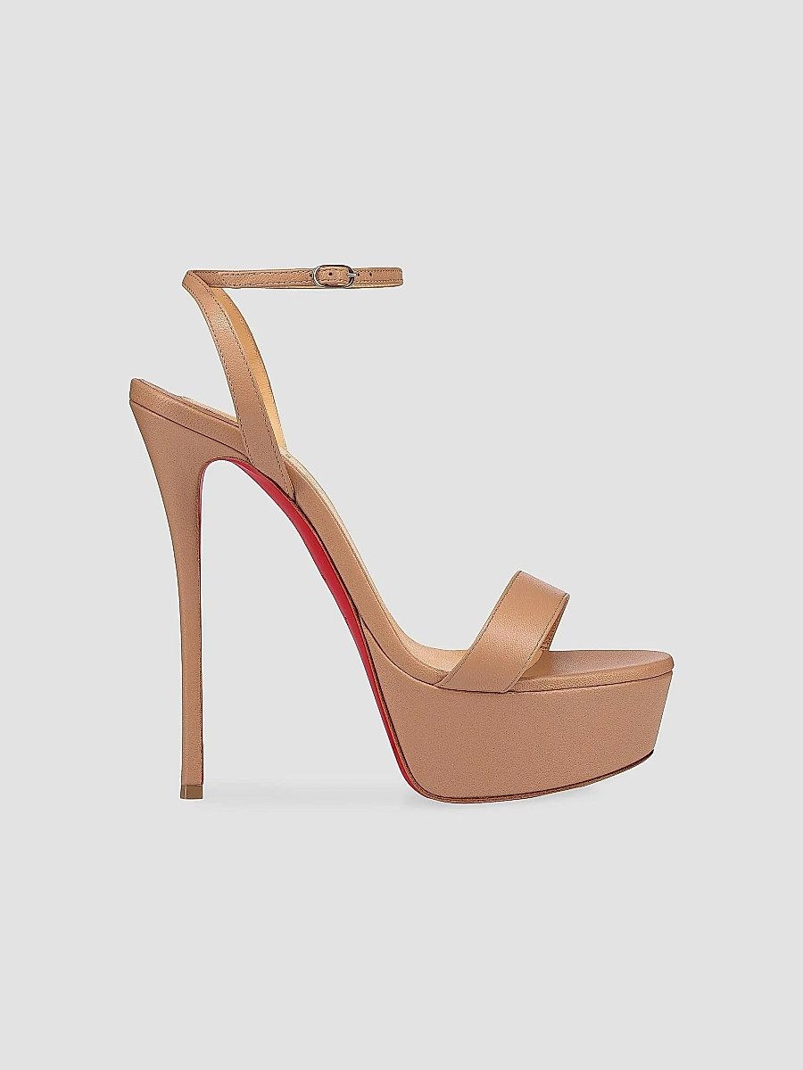 Christian Louboutin Women's Loubi Queen Alta 150MM Leather Platform Sandals - Blush - Size 11.5