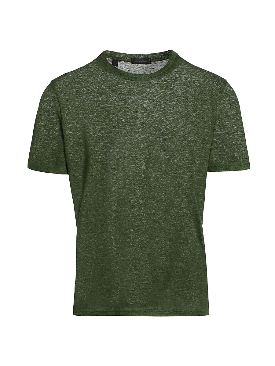 Men's Solid Linen T-Shirt - Green - Size Small