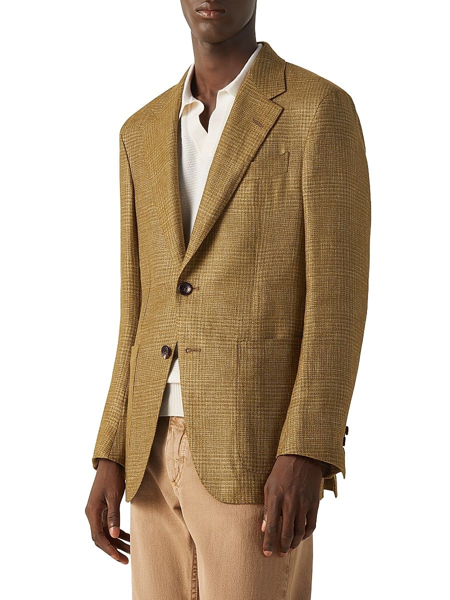 Men's Cashmere Linen and Silk Jacket - Brown - Size 40