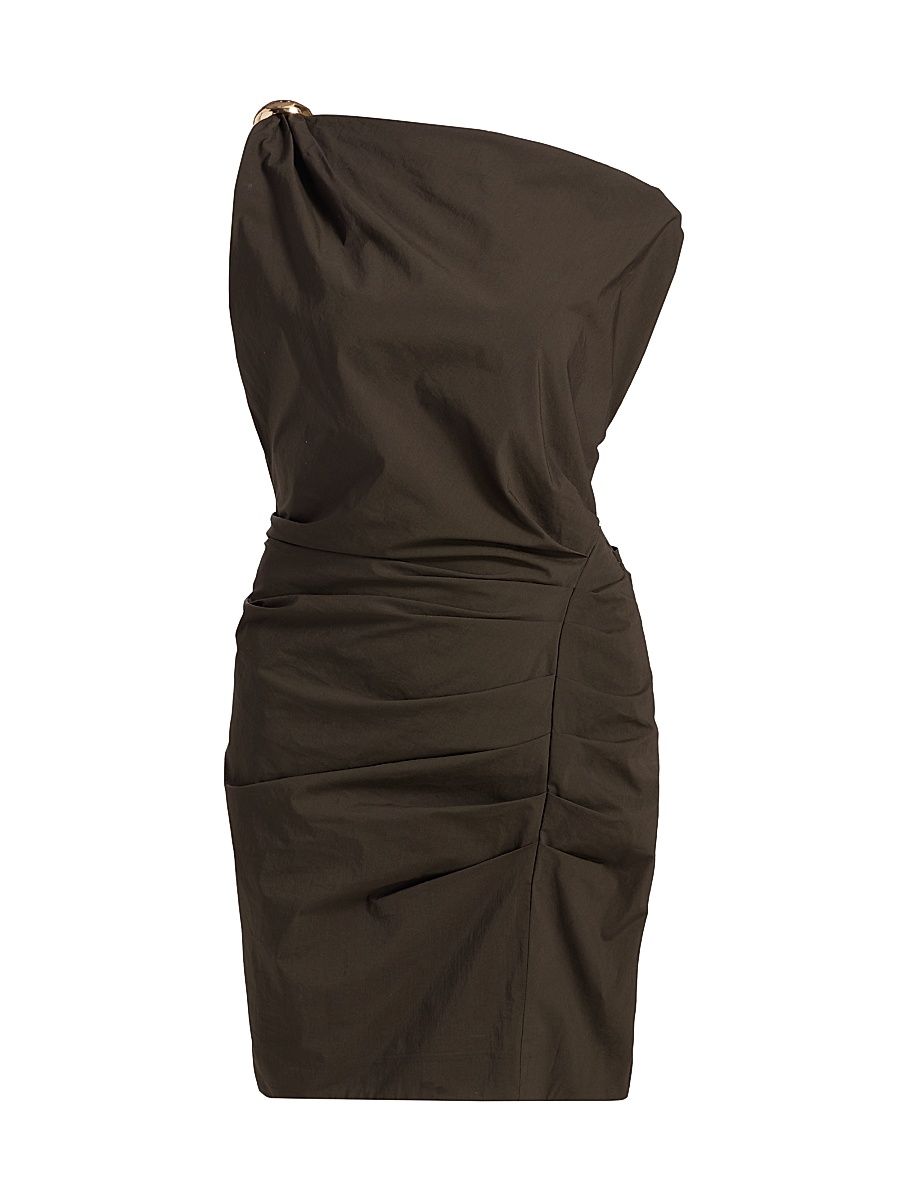 Women's Osiris Ruched Off-The-Shoulder Minidress - Cafe - Size XS