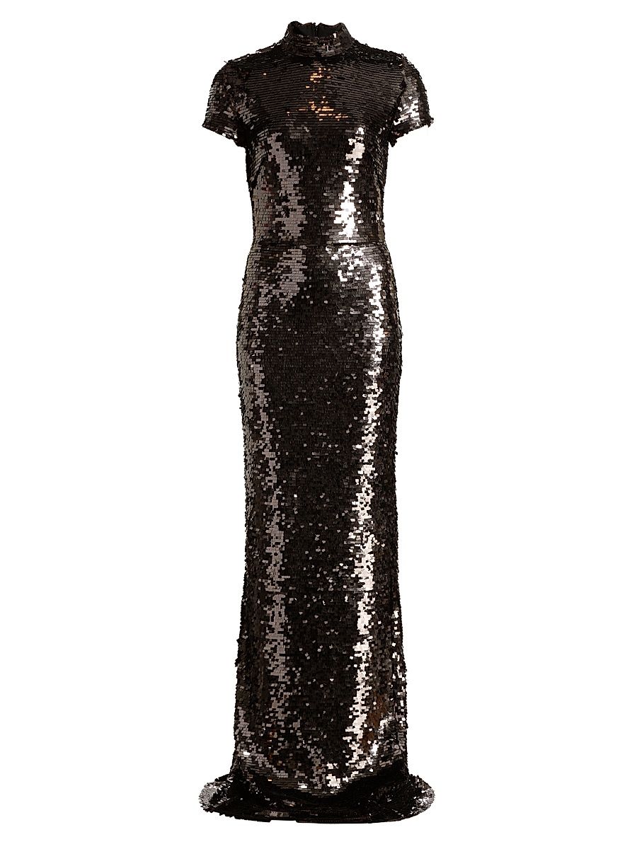 Women's Otis Sequined Column Gown - Nocciola - Size 8