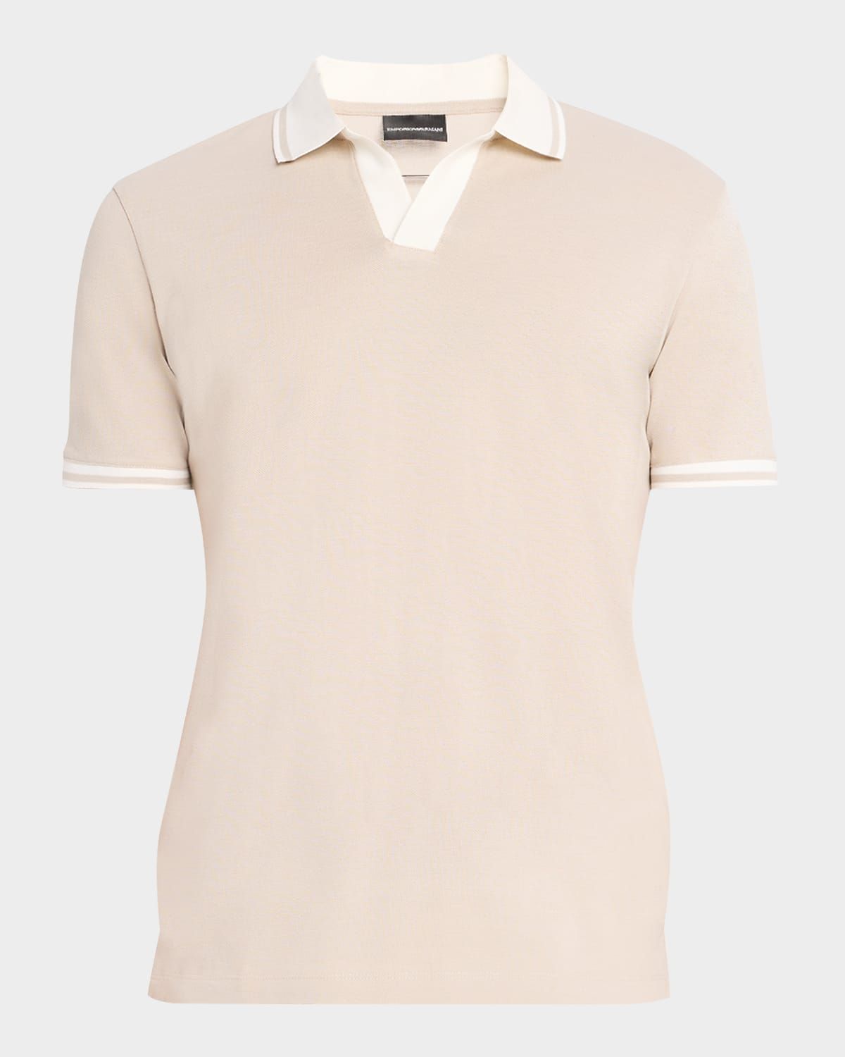 Men & apos;s Cotton Tipped Johnny Collar Polo Shirt