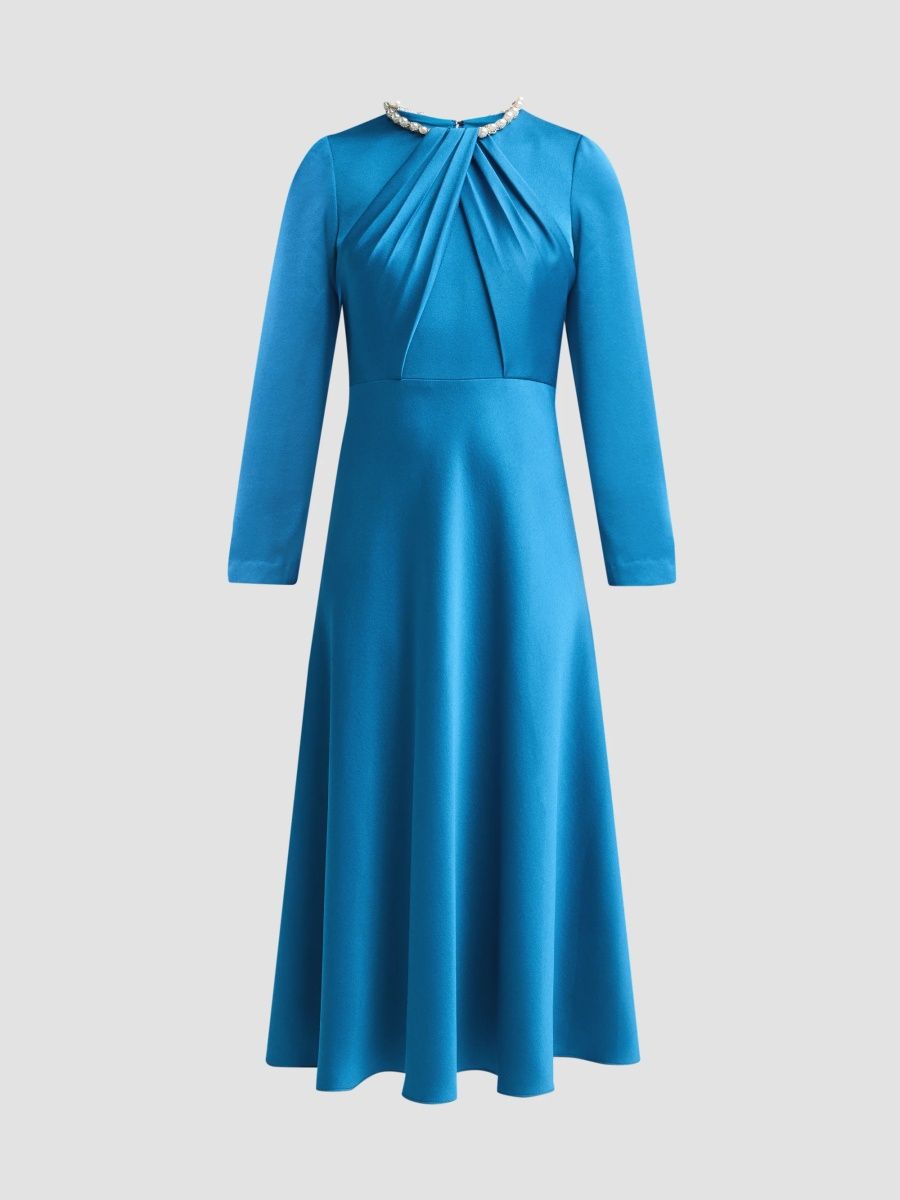 Teri Jon by Rickie Freeman Women's Crepe Cocktail Midi Dress - Peacock - Size 18