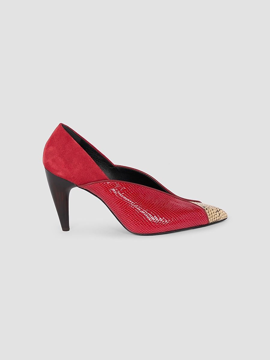 Isabel Marant Women's Luza 90MM Leather-Velvet Pumps - Scarlet Red Sahara - Size 12