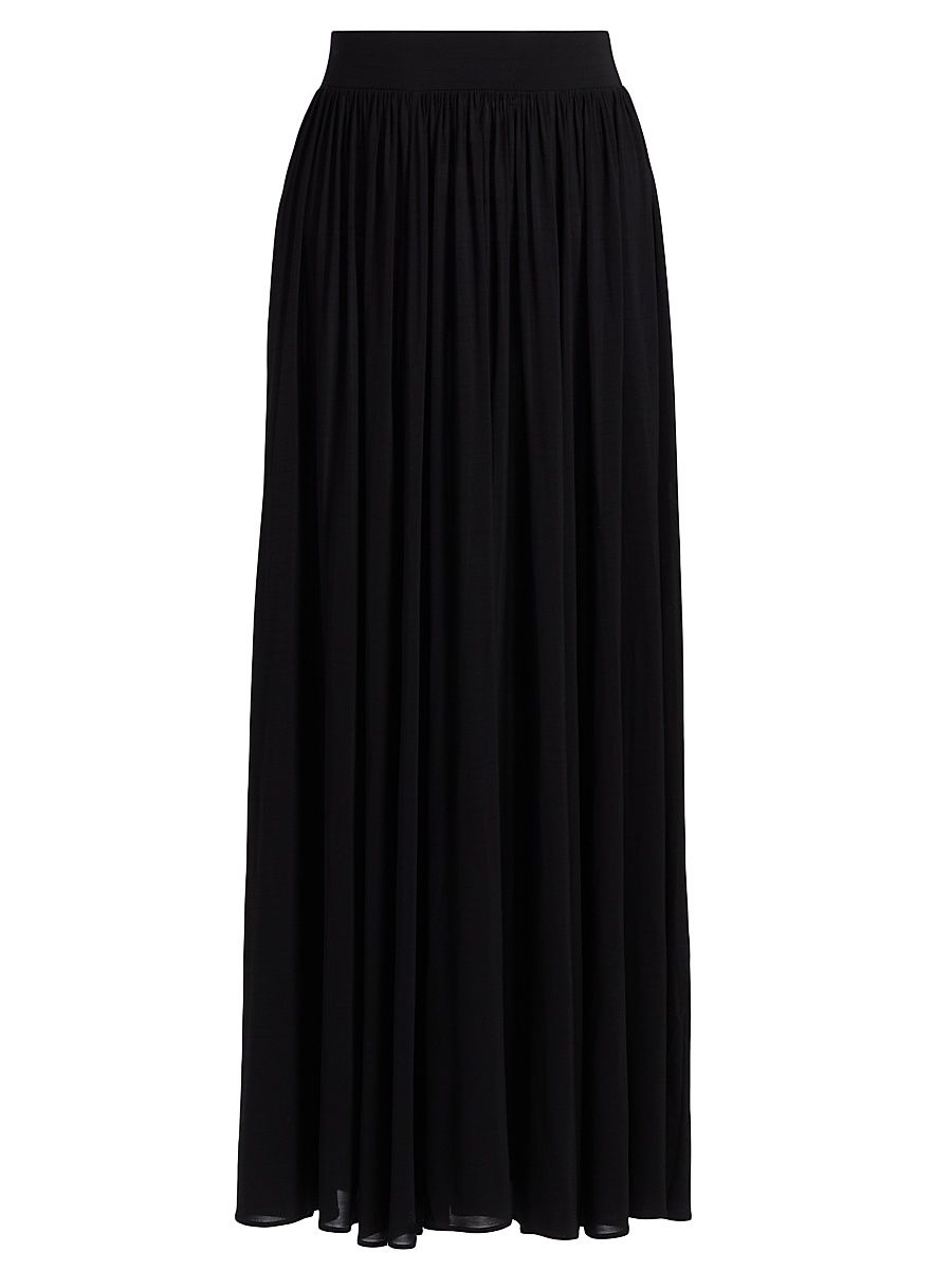 Women's Gathered Midi-Skirt - Black - Size 10