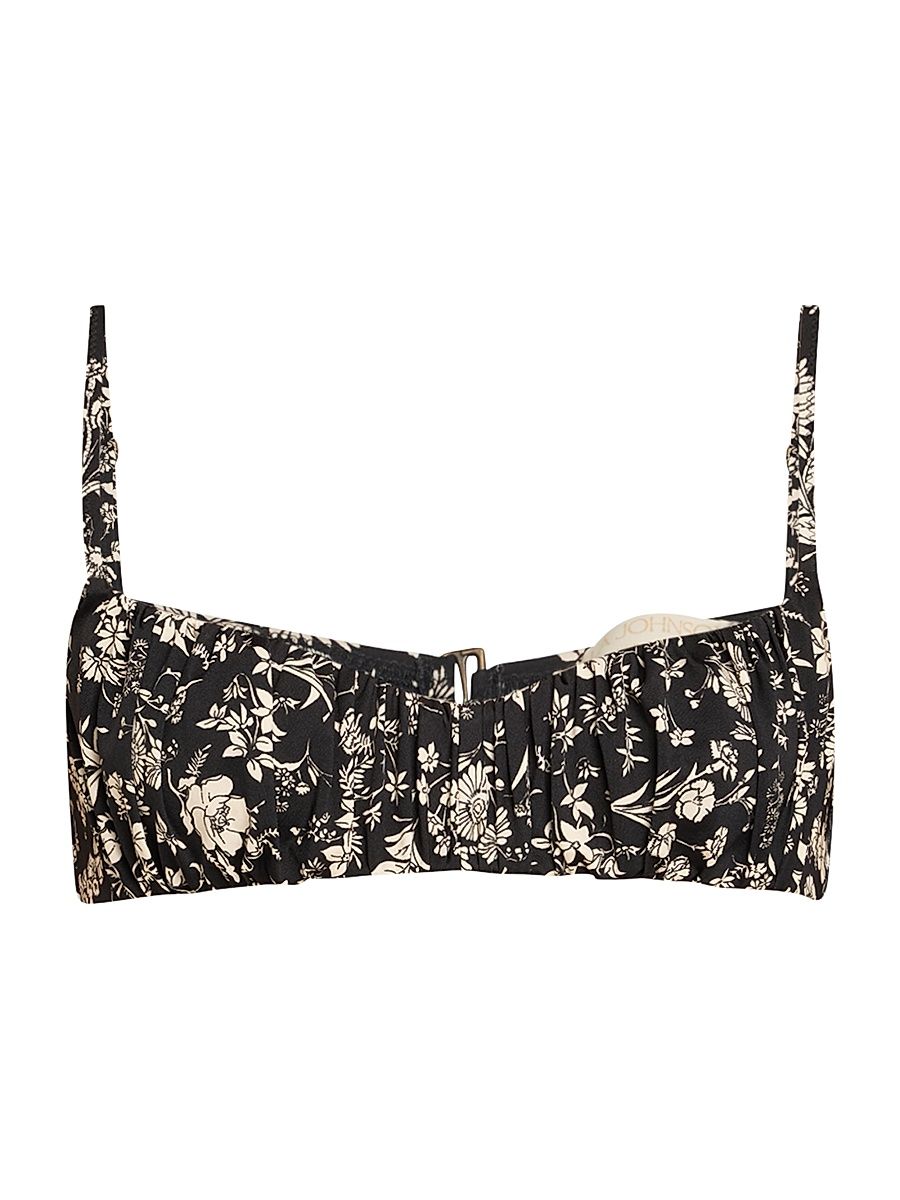 Women's Naomi Floral Ruched Bikini Top - Size Large