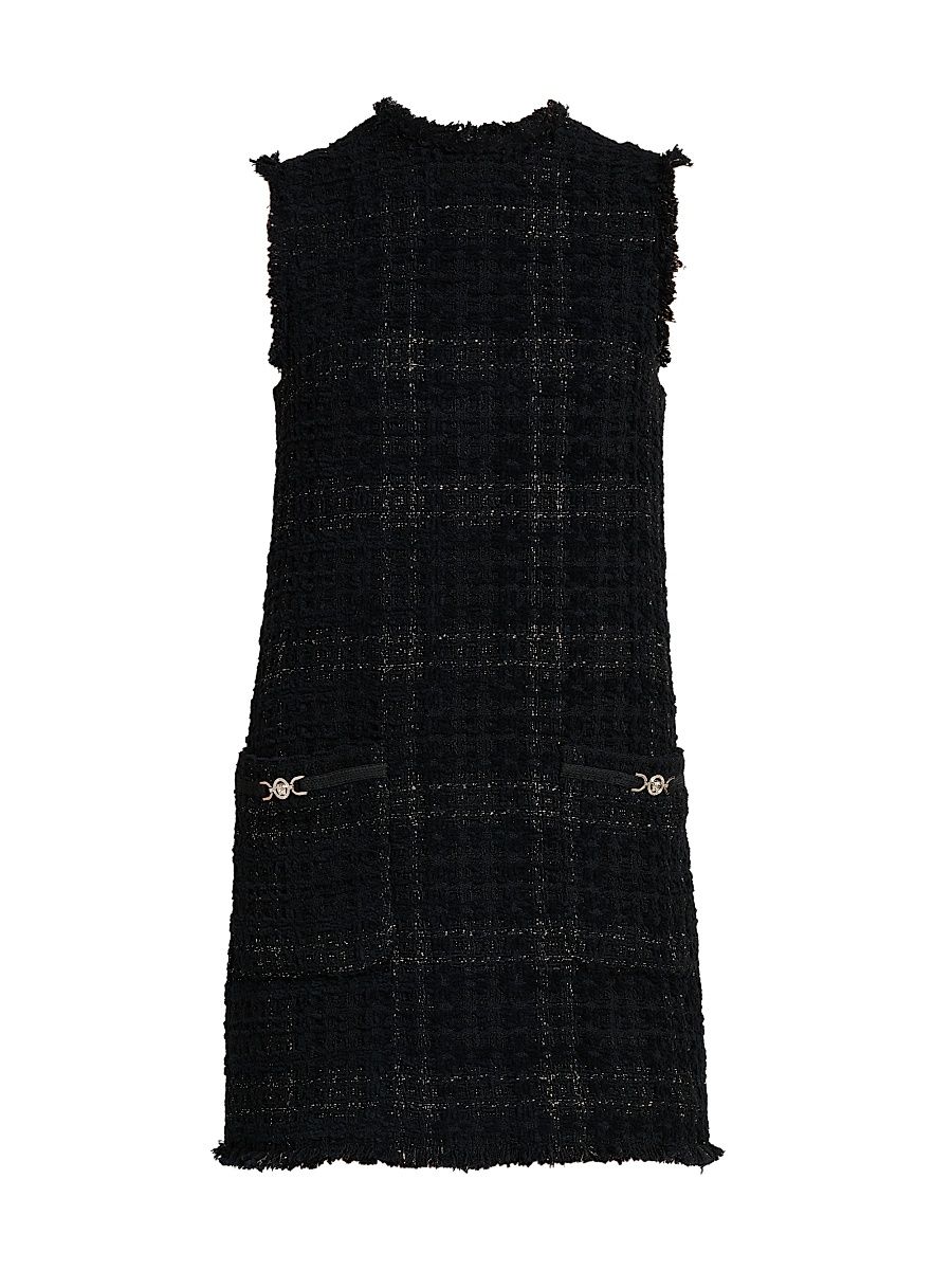 Women's Cotton-Blend Tweed Shift Dress - Black - Size 12