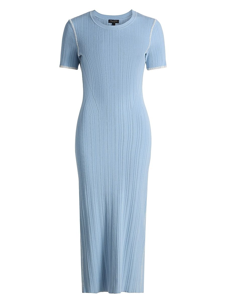 Women's Harper Rib-Knit Midi-Dress - Sky - Size XS