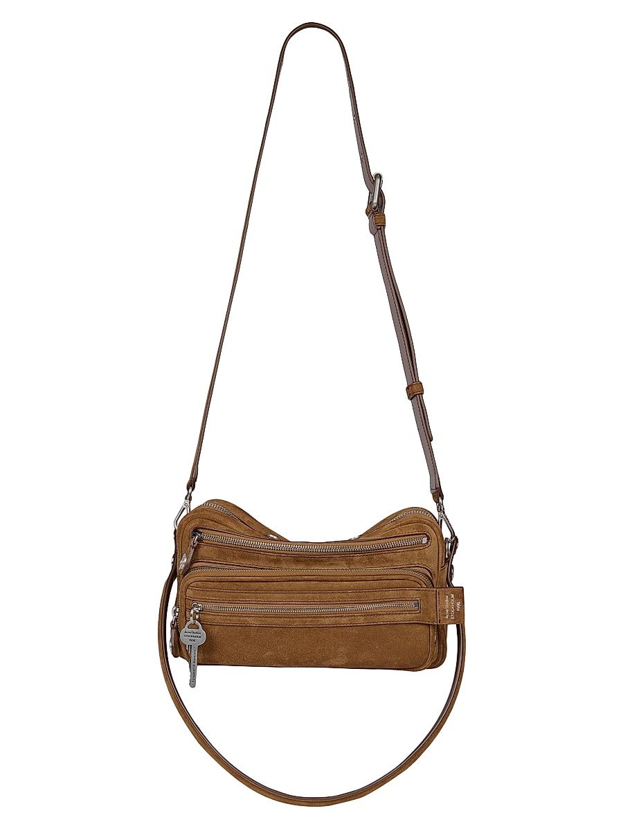 Men's Camero Key-Zip Suede Top Handle Bag - Cognac Brown