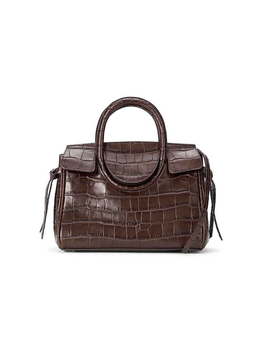 Women's Mini Maude Crocodile-Embossed Leather Carryall - Espresso Croco