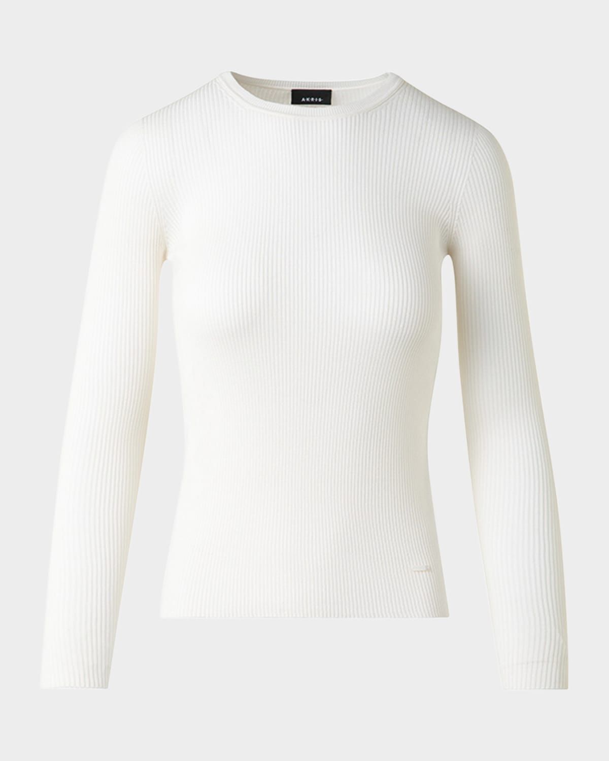 Silk Cotton Rib Crewneck Sweater