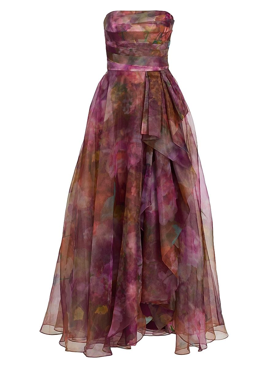 Women's Floria Organza Strapless Gown - Jubilee Floral - Size 16