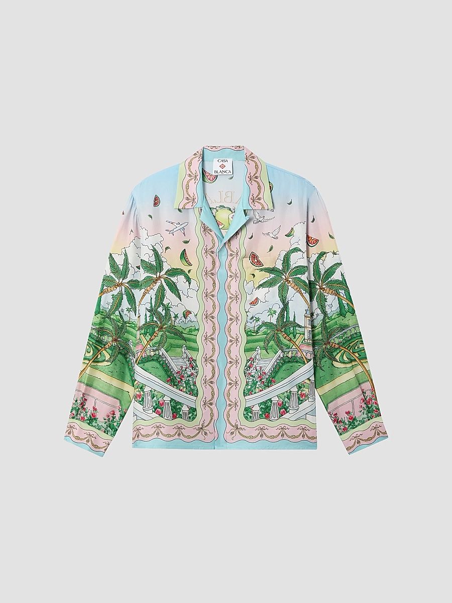 Men's Casablanca x Ladurée Printed Silk Shirt - Size Small