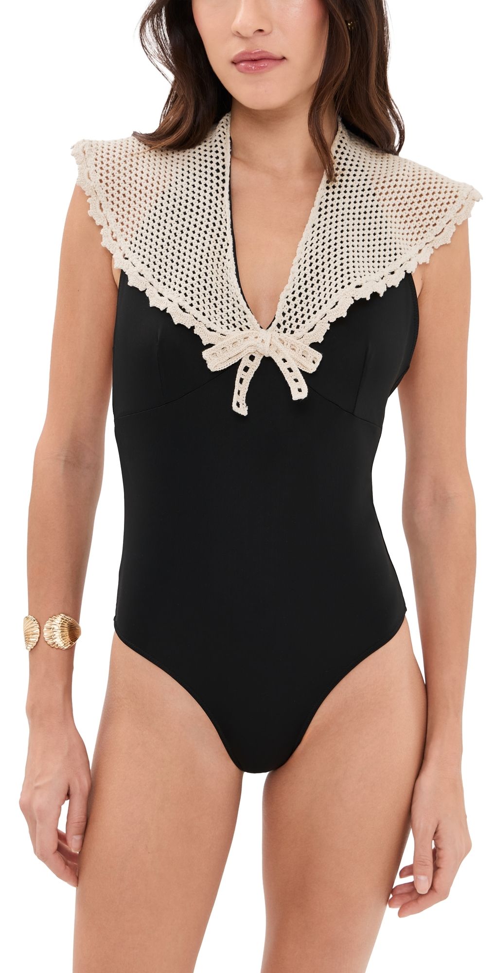 Sea Kendall Crochet Sailor One Piece Black XL