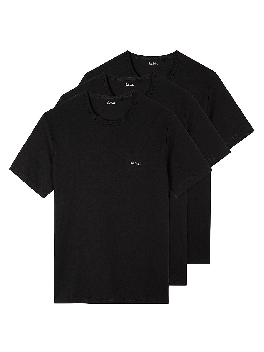 Men's Crewneck T-Shirt 3-Pack - Black - Size Small