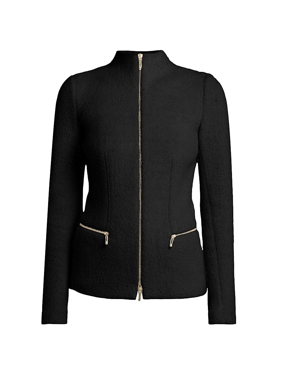 Women's Luxe Blend Zip Jacket - Black - Size 14