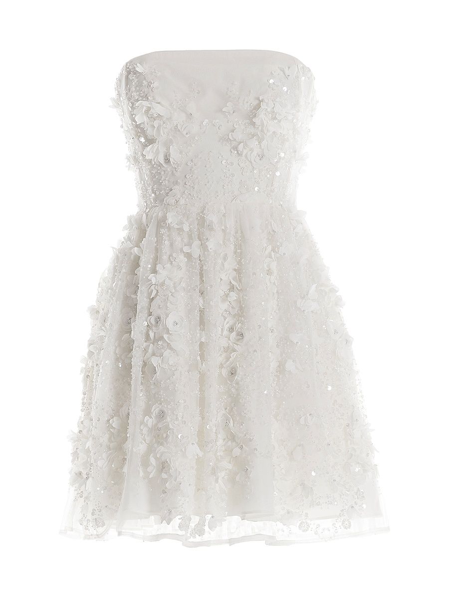 Women's Marilyn Strapless Embellished Fit & Flare Minidress - White - Size XXL