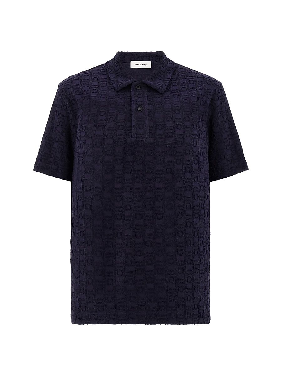 Men's Monogram Cotton Polo Shirt - New Navy - Size XXL