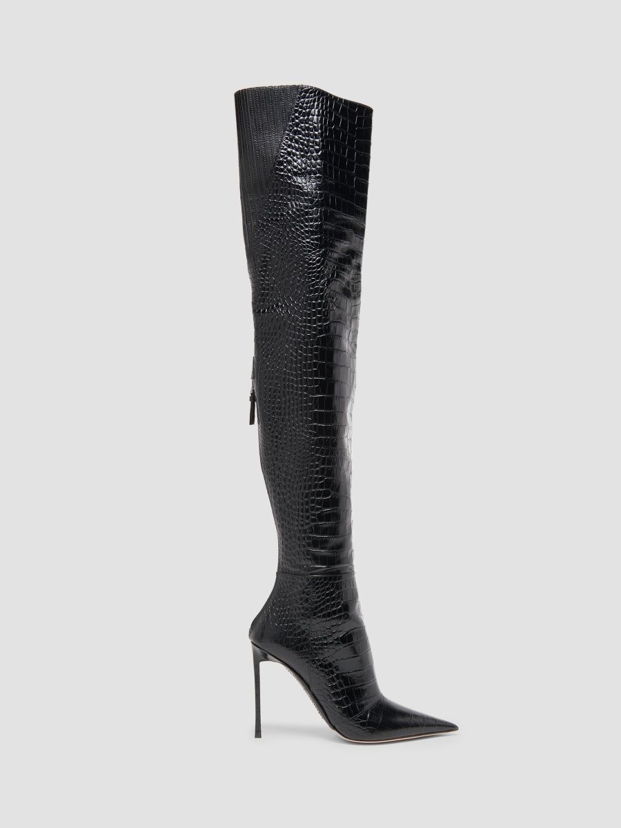 TOM FORD Women's Vertigo 105MM Croc-Embossed Leather Boots - Black - Size 6