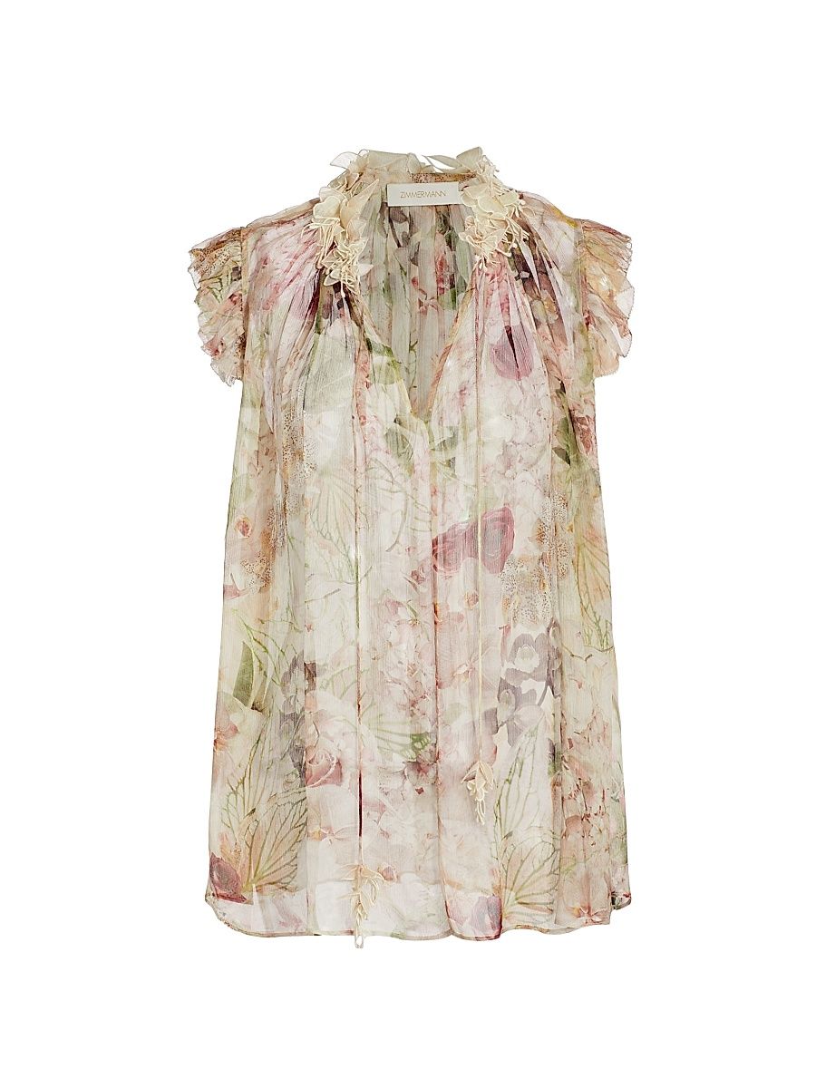 Women's Dancer Silk Floral Flutter Tank - Alabaster Garden Floral - Size 4