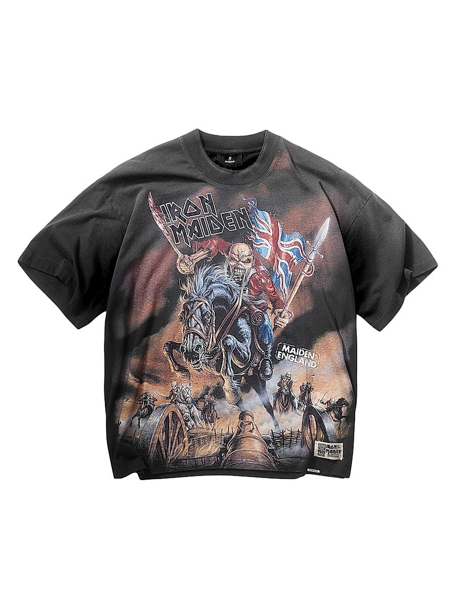 Men's Iron Maiden Steed T-Shirt - Stained Black - Size XXL