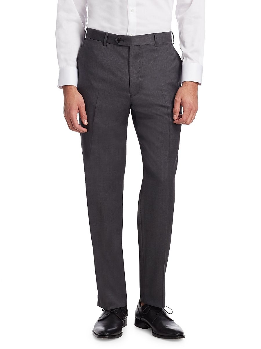 Men's Navy Wool Trousers - Grey - Size 44
