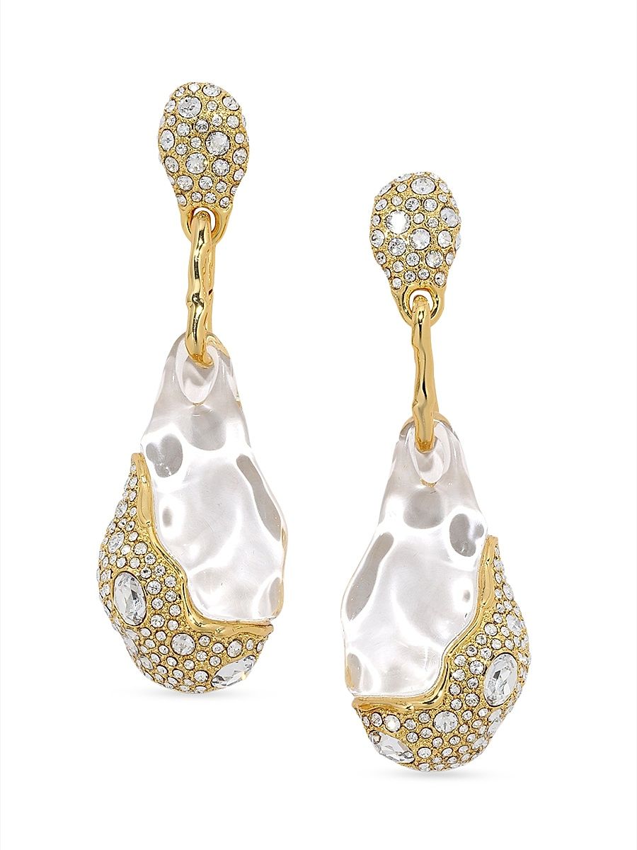 Women's Liquid 14K-Gold-Plated, Lucite & Crystal Drop Earrings - Clear