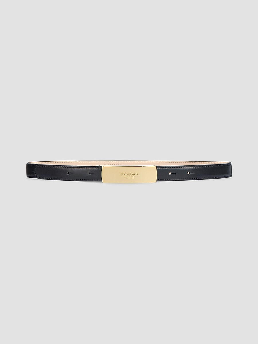 Balmain Women's Logo-Plaque Leather Belt - Black - Size Medium