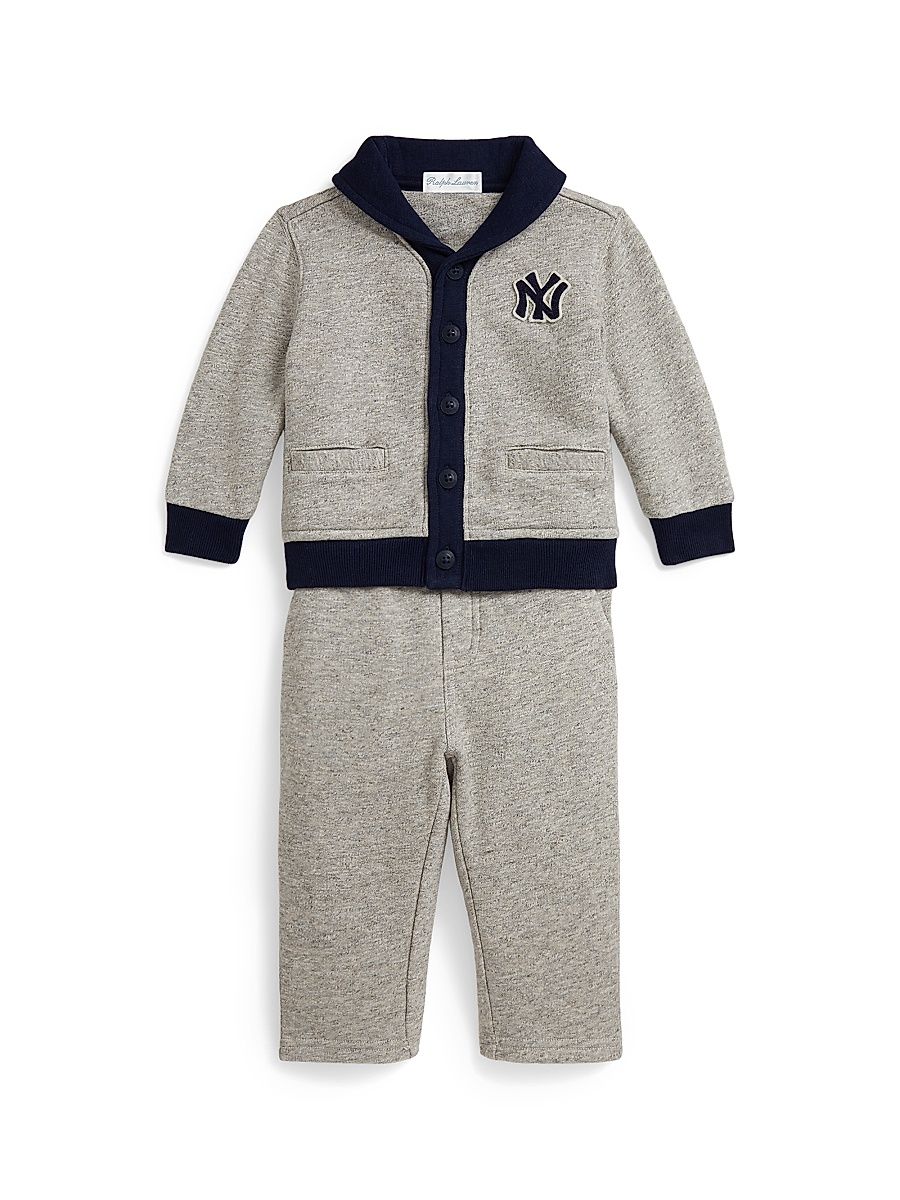 Baby Boy's New York Yankees Vintage Cardigan & Sweatpants Set - Loft Heather Combo - Size 9 Months