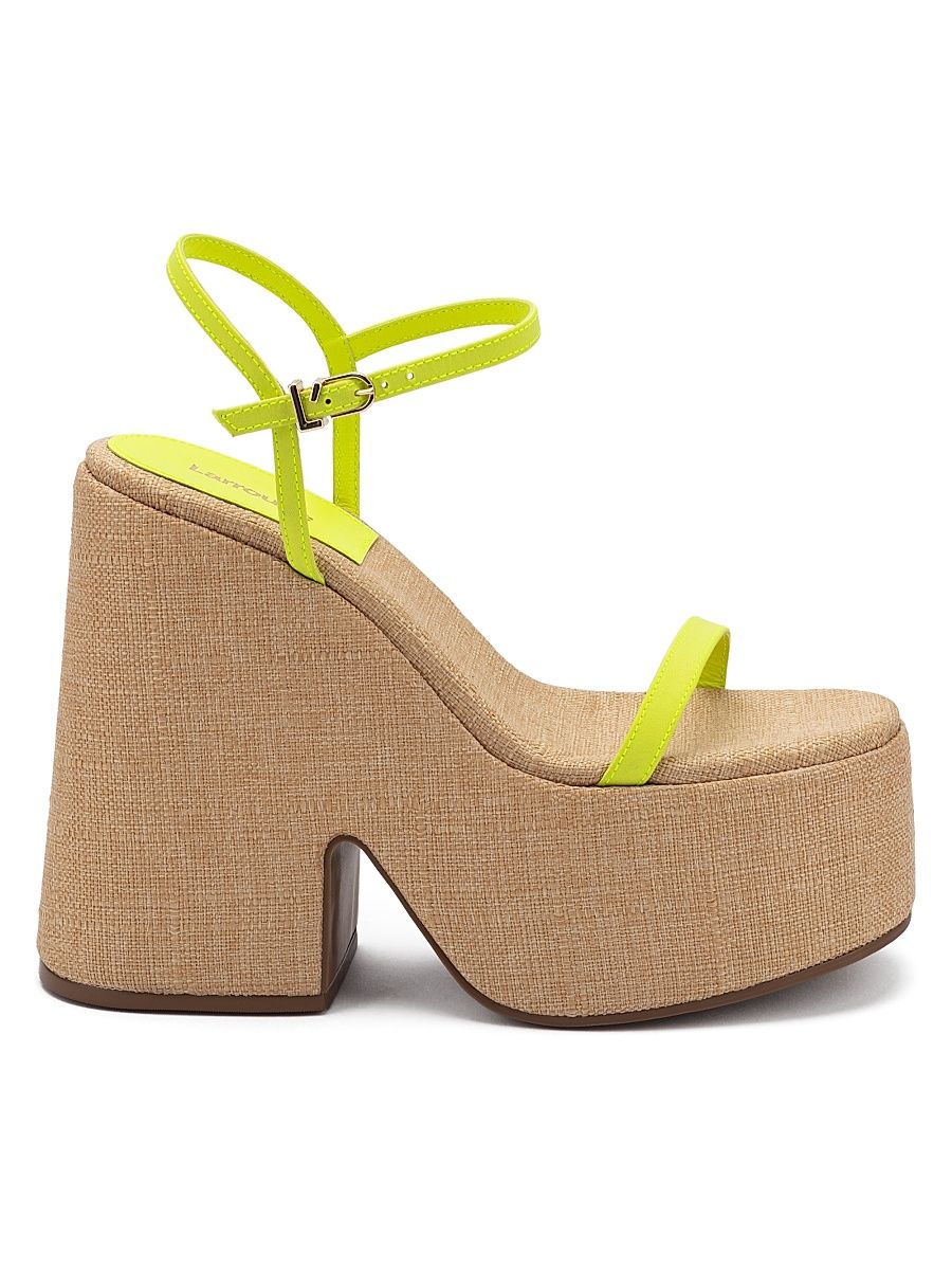 Women's Wanda Satin Platform Sandals - Lemon - Size 10