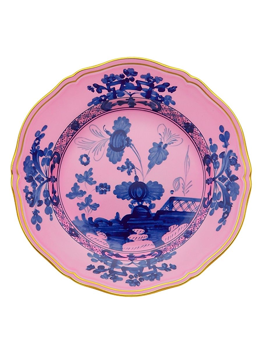 Oriente Italiano Gold-Rimmed Plate Collection - Azalea - Size Soup Plate