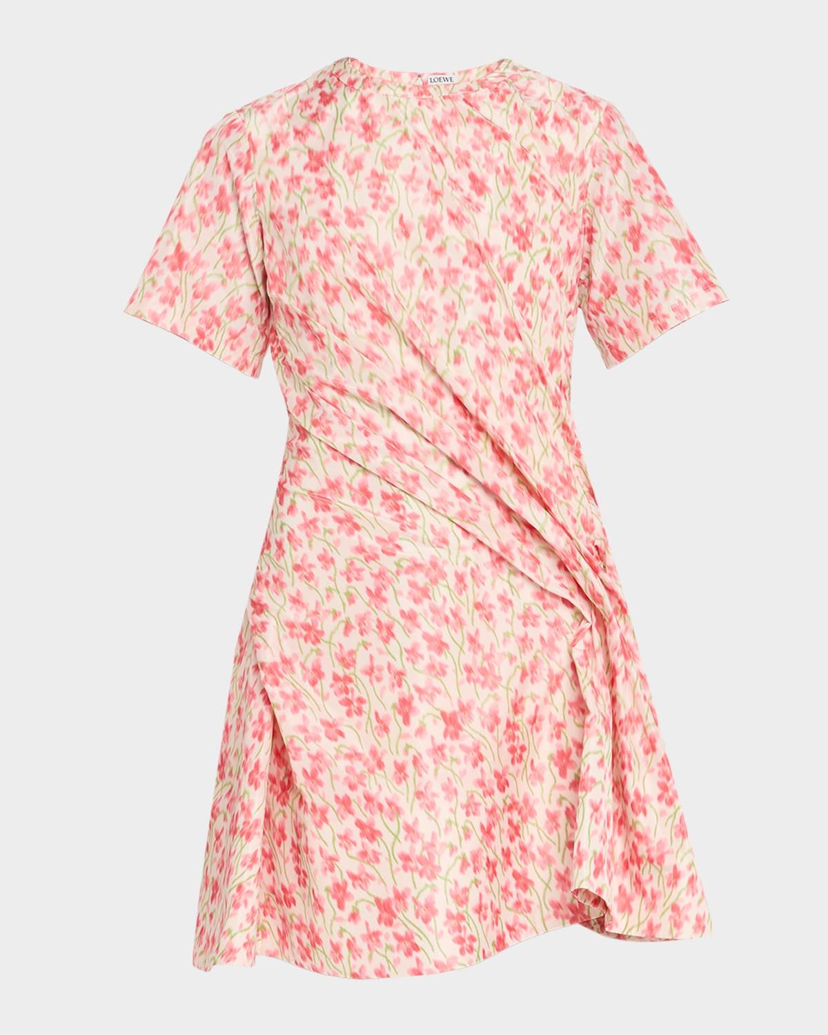 Floral-Print Short-Sleeve Twisted Mini Dress