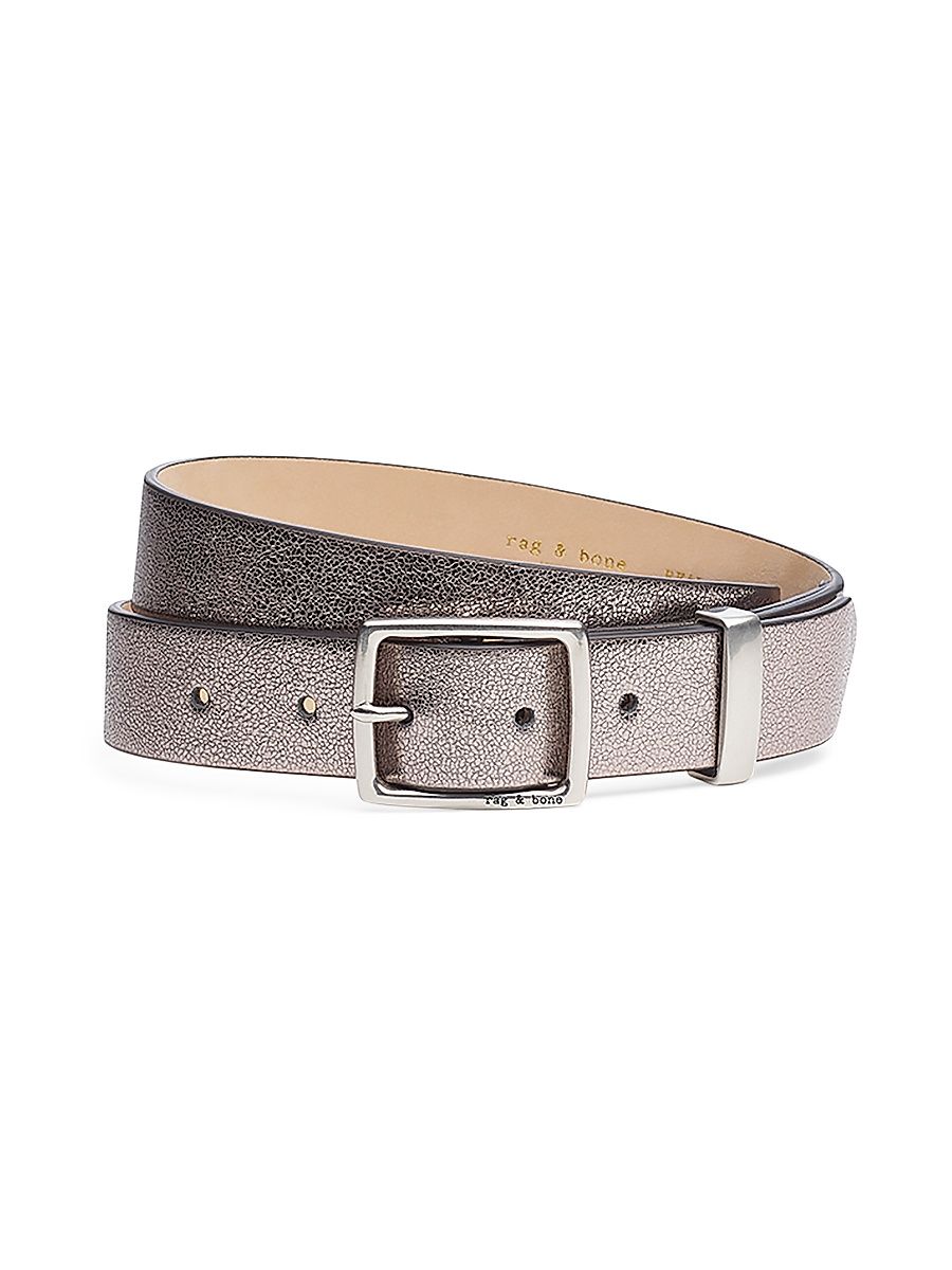Women's X Boyfriend Leather Belt - Gunmetal - Size Large