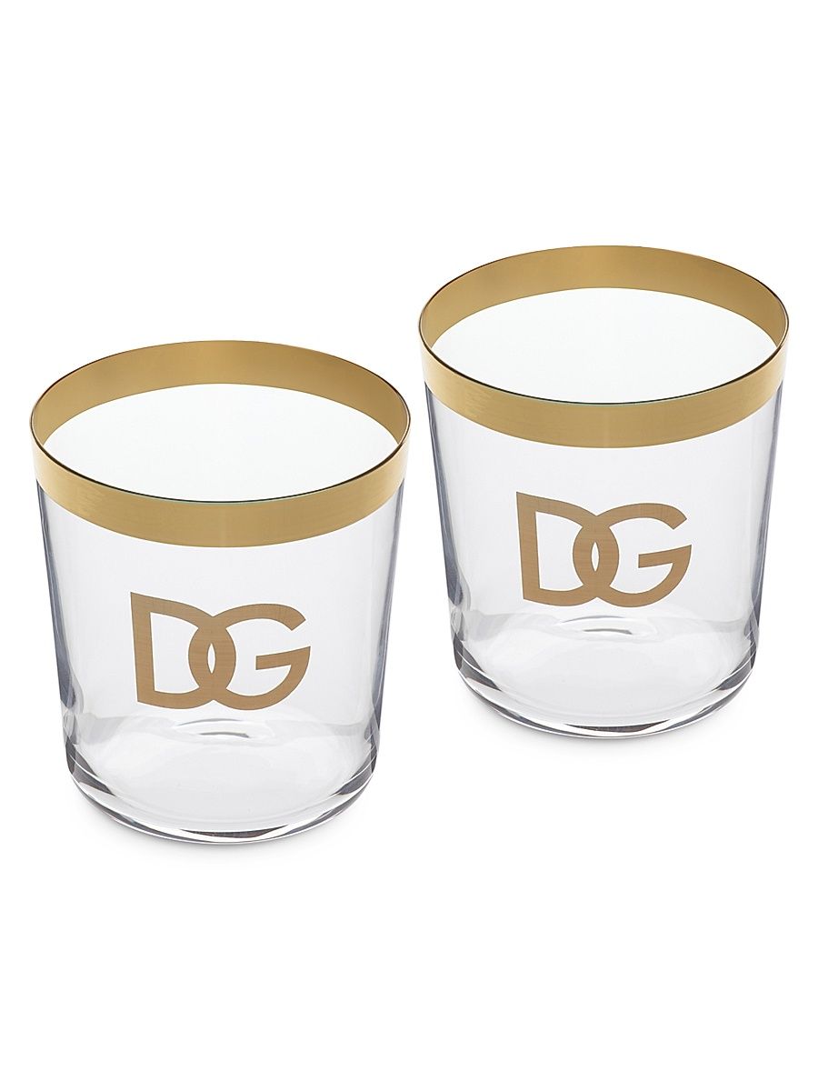 DG Logo 2-Piece Water Glass Set - Transparent Silver