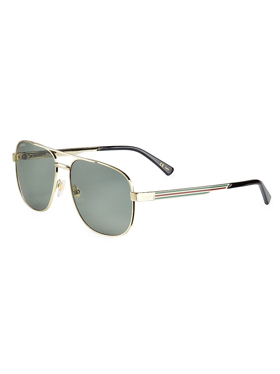 Men's Politician 60MM Navigator Sunglasses - Gold
