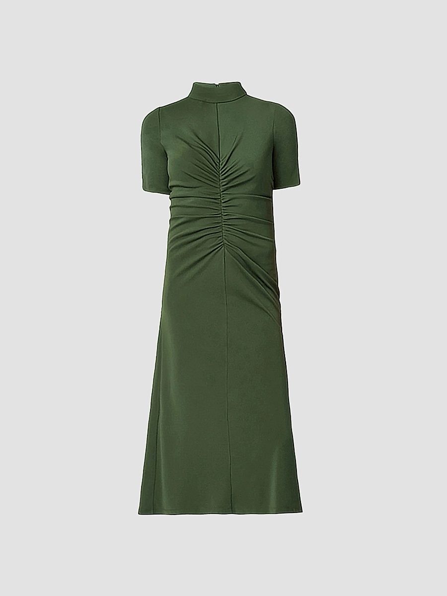 Shoshanna Women's Shelly Ruched Midi Dress - Olive - Size 14