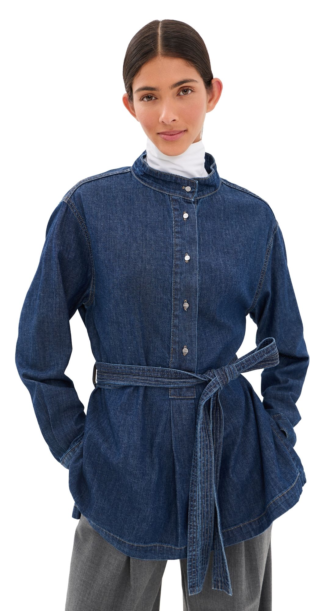 TWP Tamzin Denim Belted Top Dark Stone XS