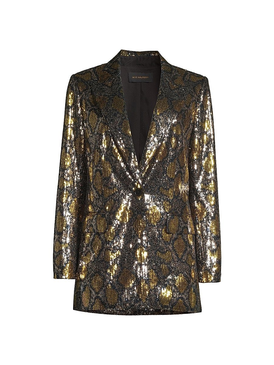 Women's Audrey Snake Sequin Jacket - Marigold Multi - Size Small