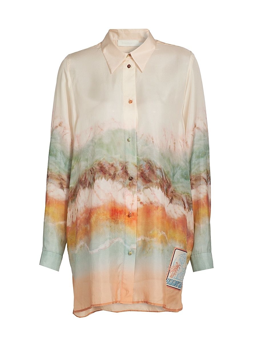 Women's Daylight Gradient Print Silk Relaxed Shirt - Tie Dye - Size 10