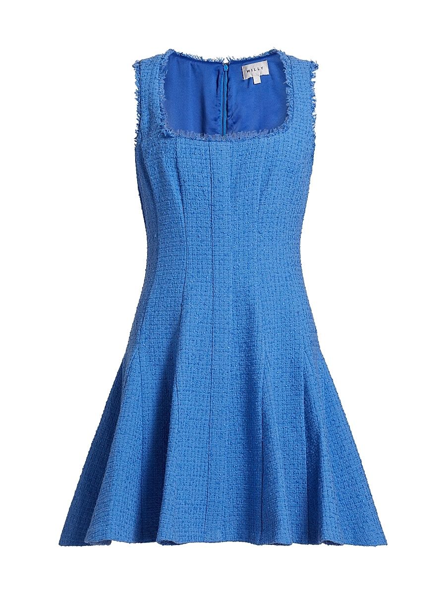 Women's Juniper Boucle Square-Neck Minidress - Blue - Size 12
