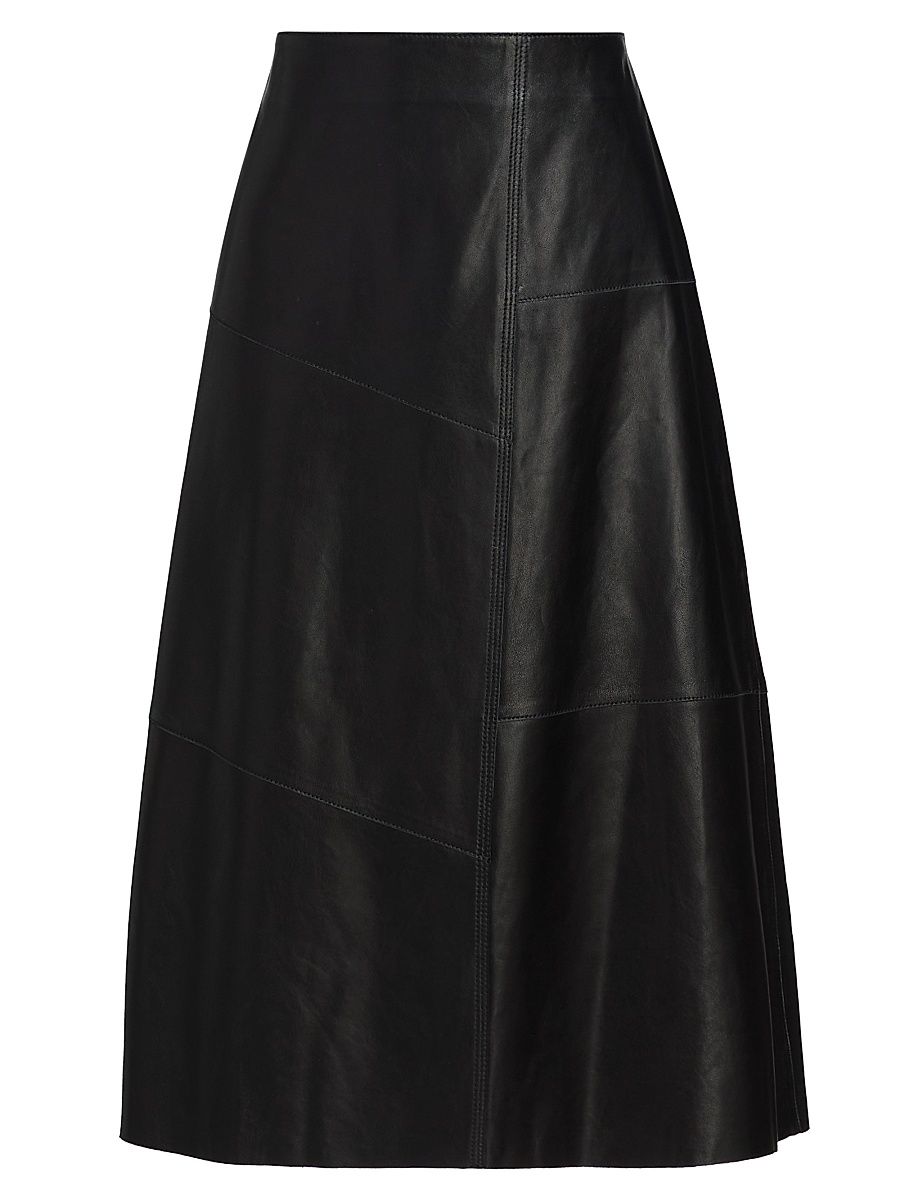 Women's Vayenne Leather Midi-Skirt - Black - Size 4