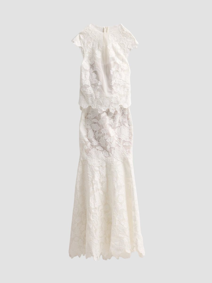 SIMKHAI Women's Eloisa Floral-Embroidered Mesh Gown - White - Size 12