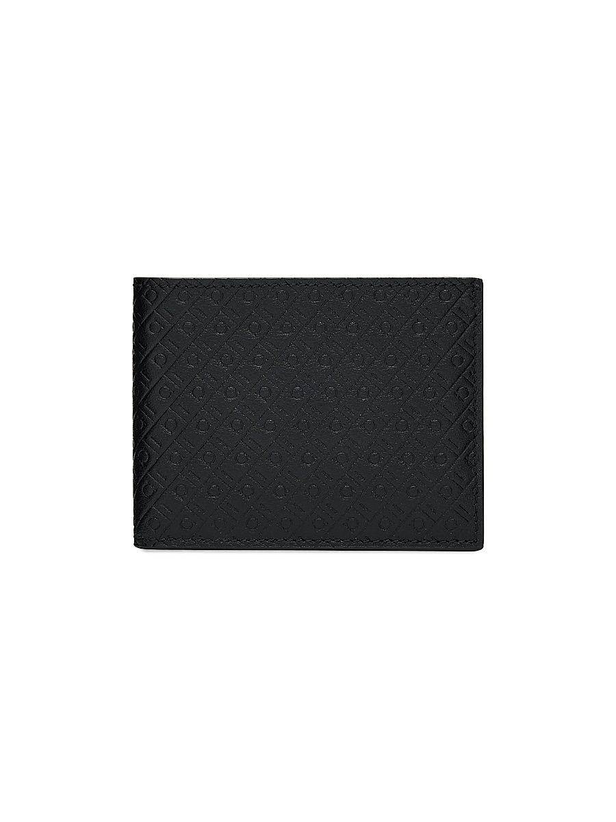 Men's Embossed Monogram Leather Bifold Wallet - Black