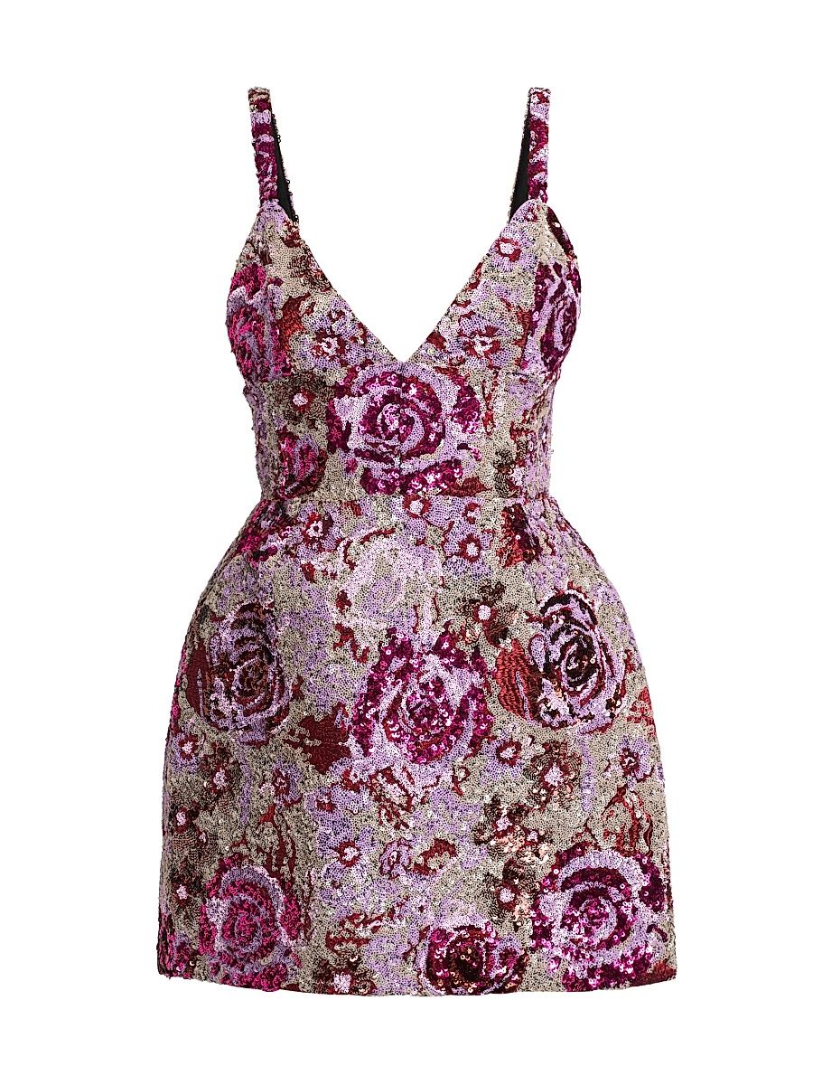 Women's Allegra Floral Sequined Minidress - Pink Multi - Size XL