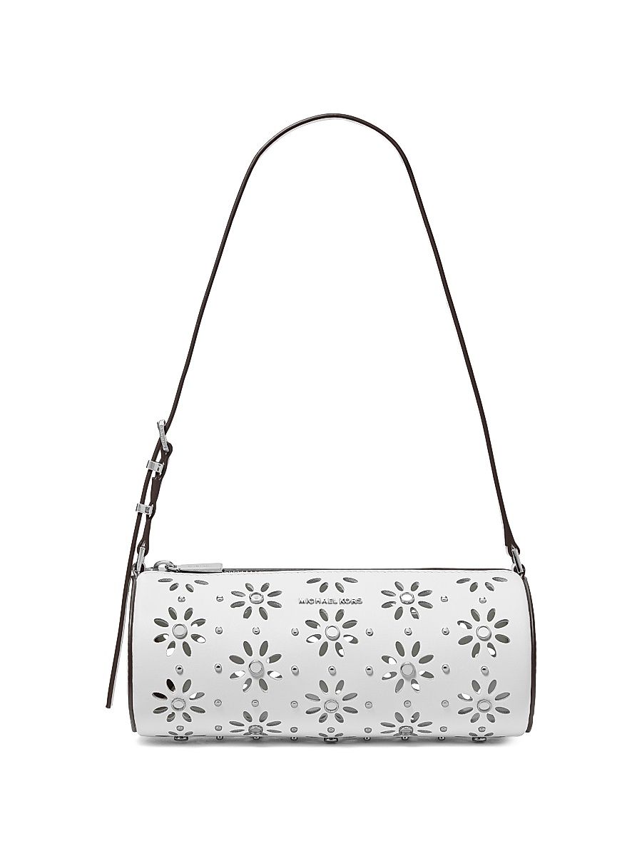 Women's Small Cut-Out Studded Barrel Pouchette - Optic White