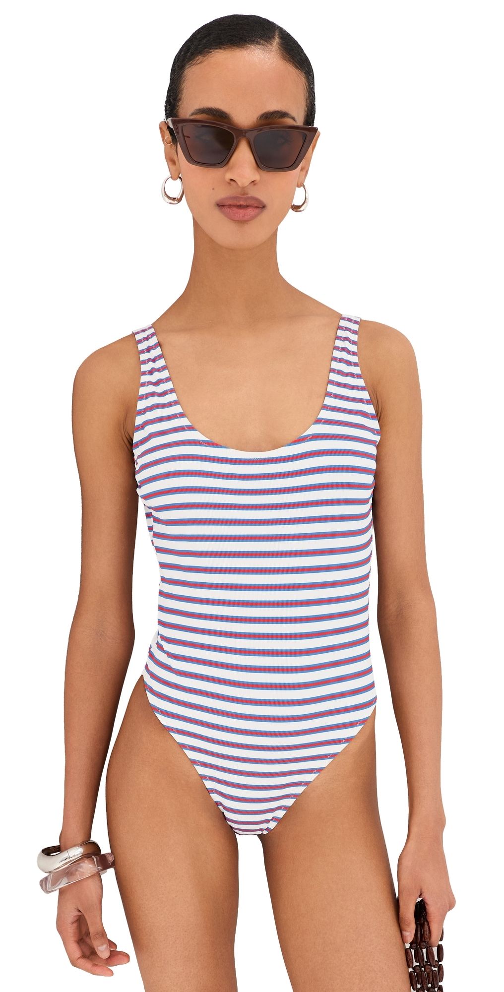 LE BOP Scoop Neck One Piece VARIGATED STRIPE XL