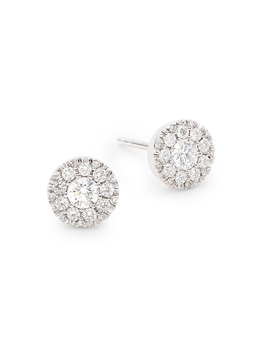 Women's 14K White Gold & 0.5 TCW Diamond Cluster Stud Earrings - White