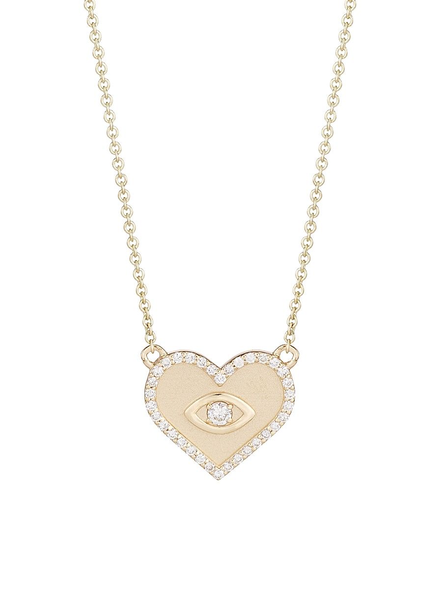 Women's Medium 14K Gold & Diamond Heart Necklace