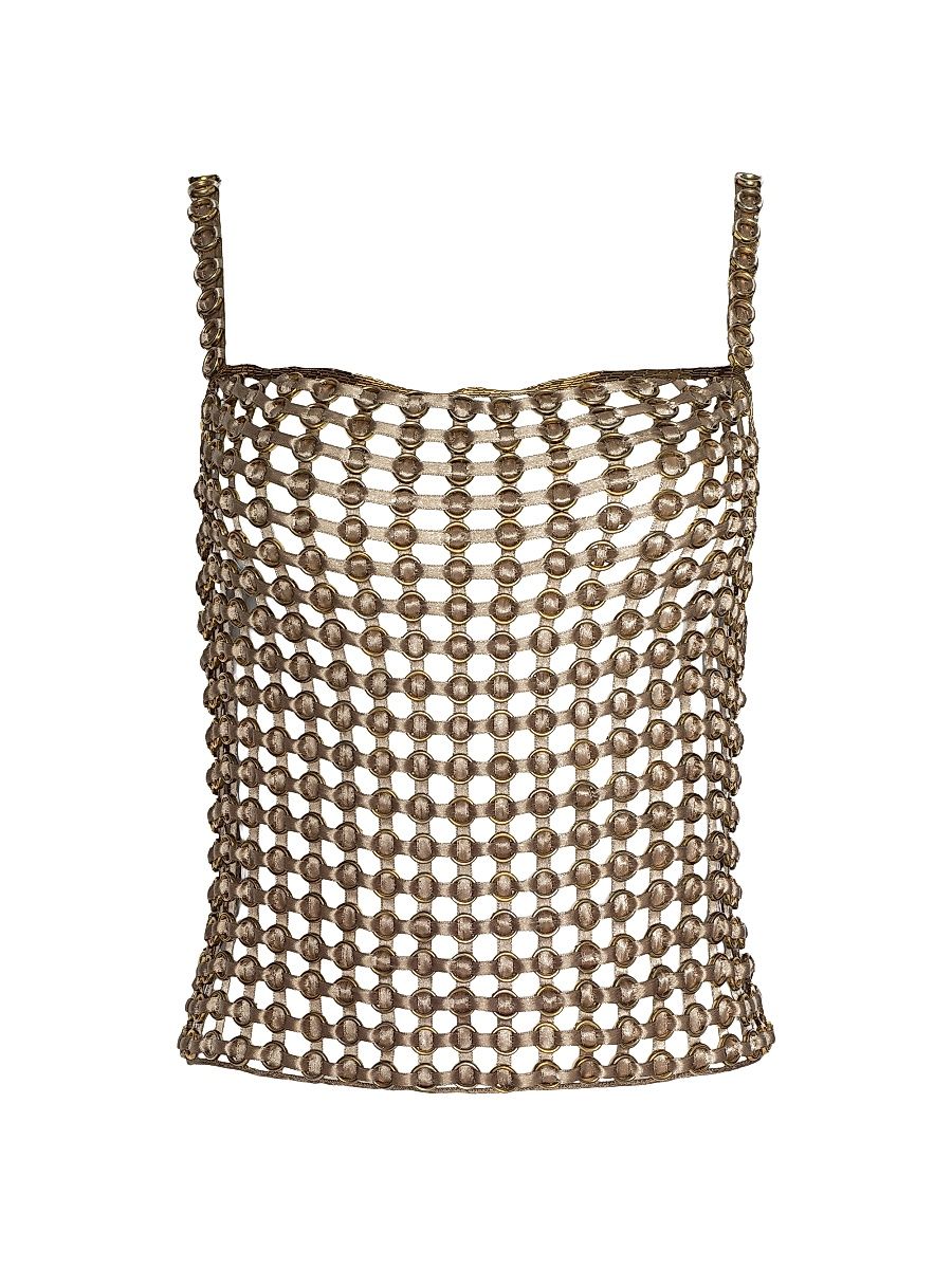 Women's Joanette Ribbon & Ring Tank - Tan Ribbon Gold - Size Large